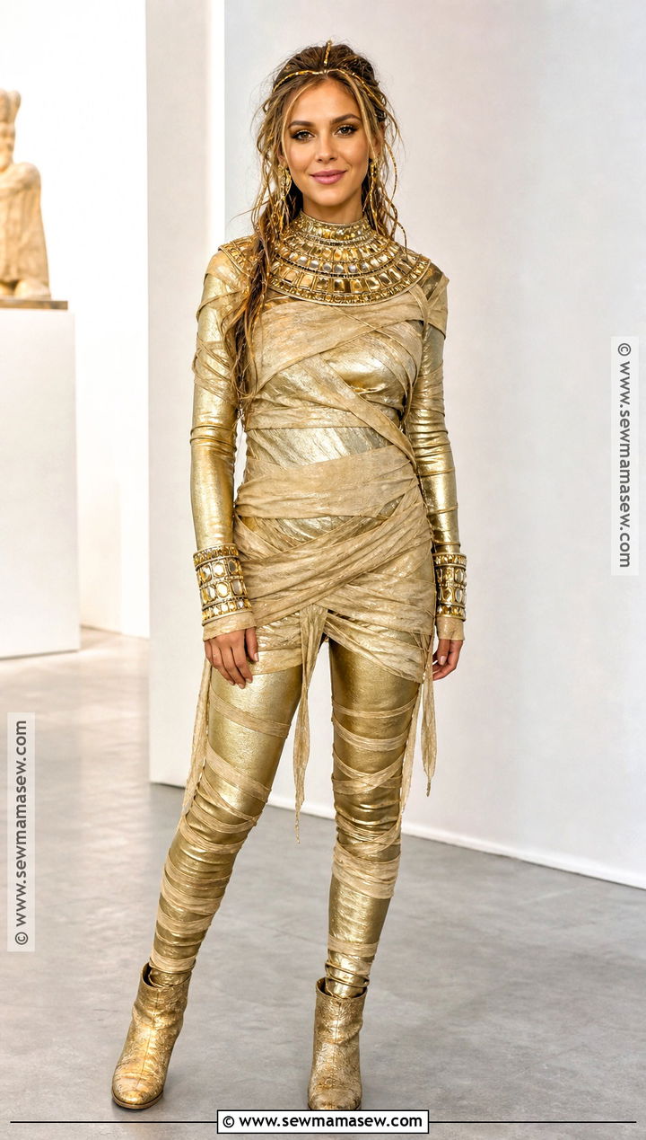 Gold Mummy Costume With Metallic Wraps - 30 gold costume ideas