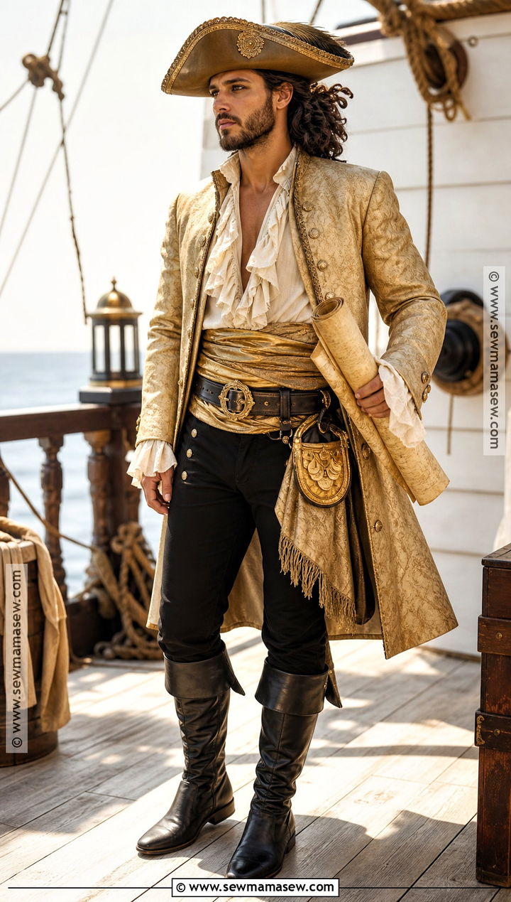Gold Pirate Costume With Brocade Coat - 30 gold costume ideas