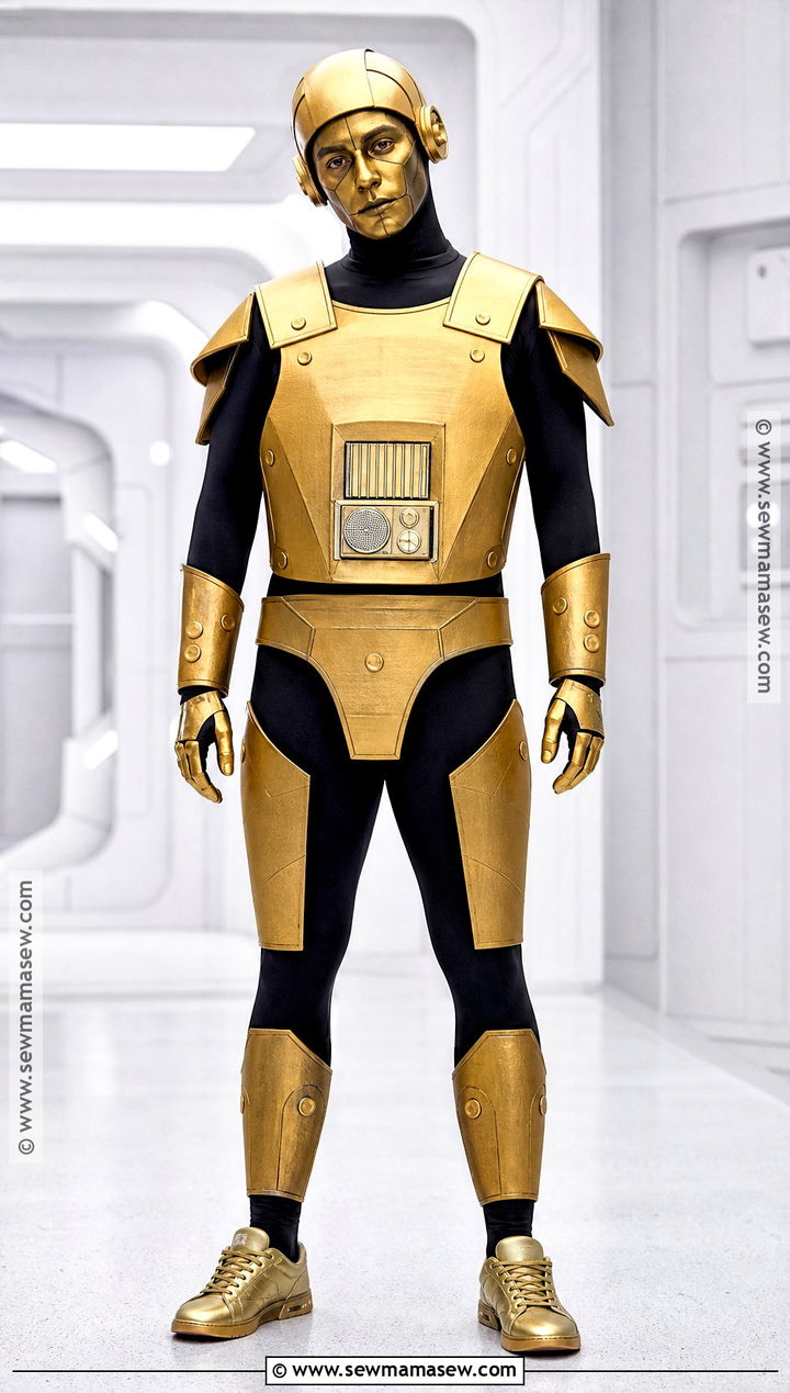 Gold Robot Costume With Cardboard Armor - 30 gold costume ideas