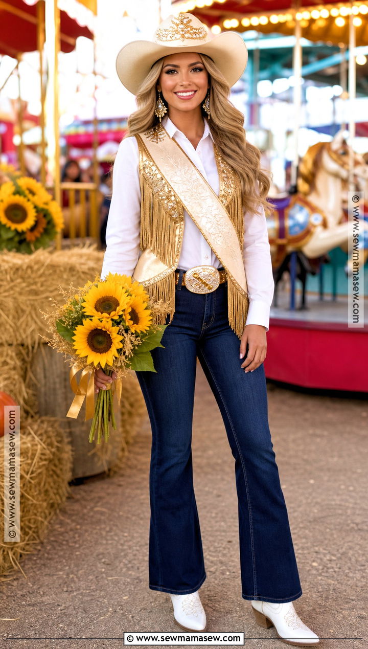 Gold Rodeo Queen Cowgirl Halloween Outfit - 40 cowgirl outfits halloween