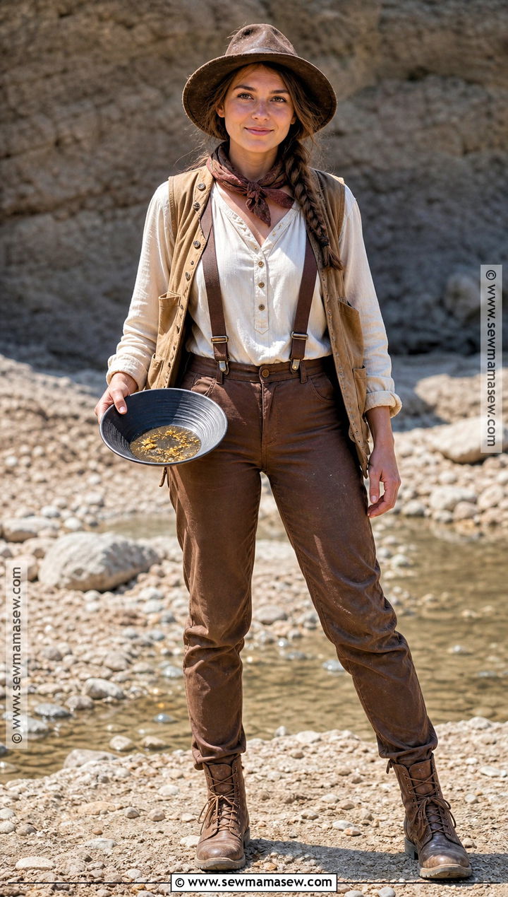 Gold Rush Prospector Costume With Utility Vest - 30 wild west costume ideas for women
