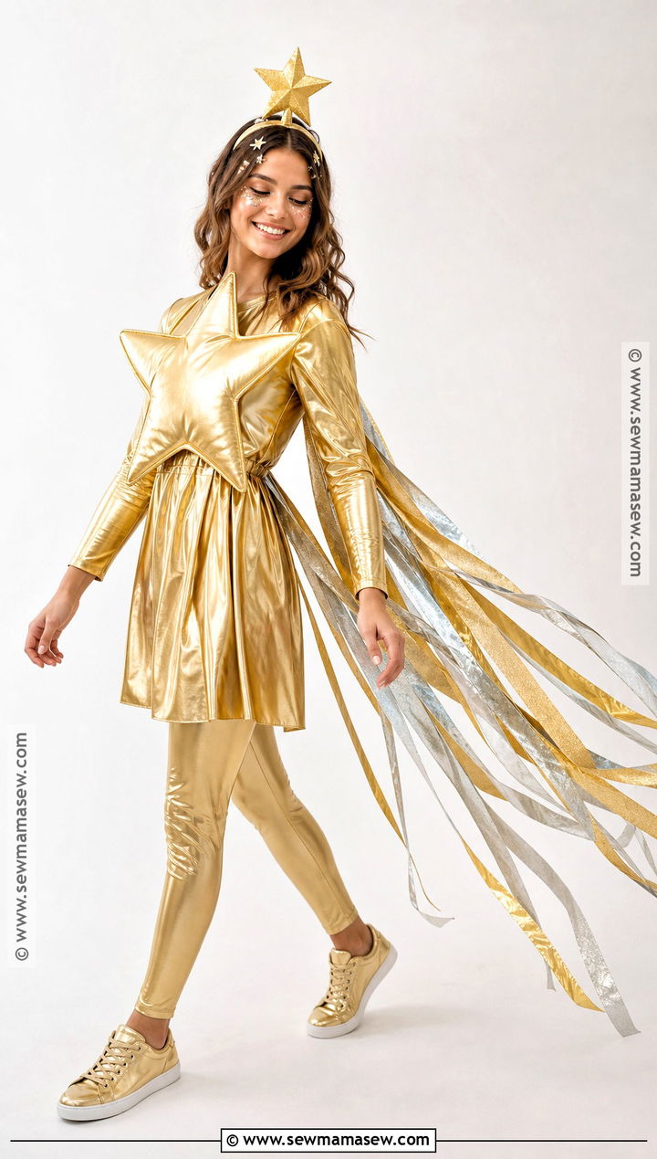 Gold Shooting Star Costume With Tinsel Tail - 30 gold costume ideas