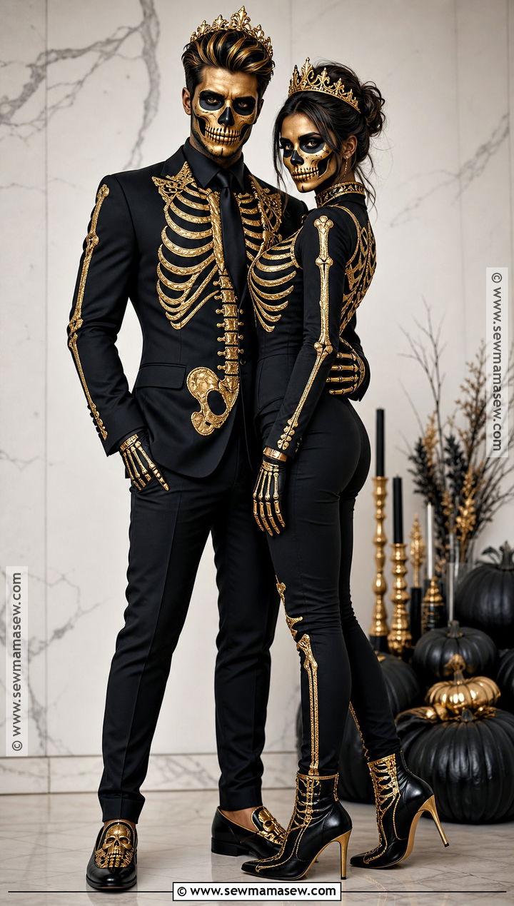 Gold Skeleton Couple Costume - 30 Skeleton Couple Costume Ideas