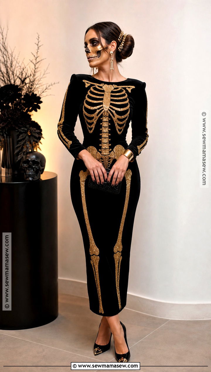 Gold Skeleton Dress Costume - 35 skeleton dress ideas