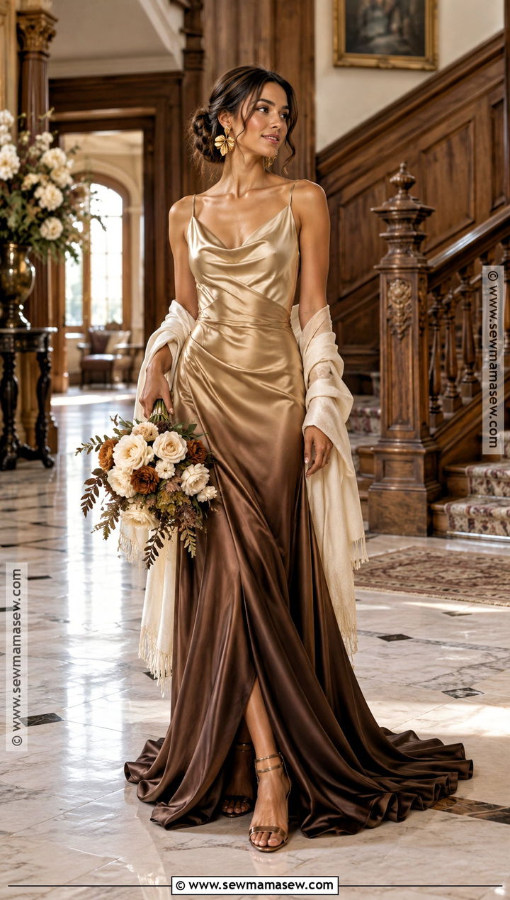 Gold To Espresso Ombre Wedding Dress - 15 fall ombre wedding dress ideas