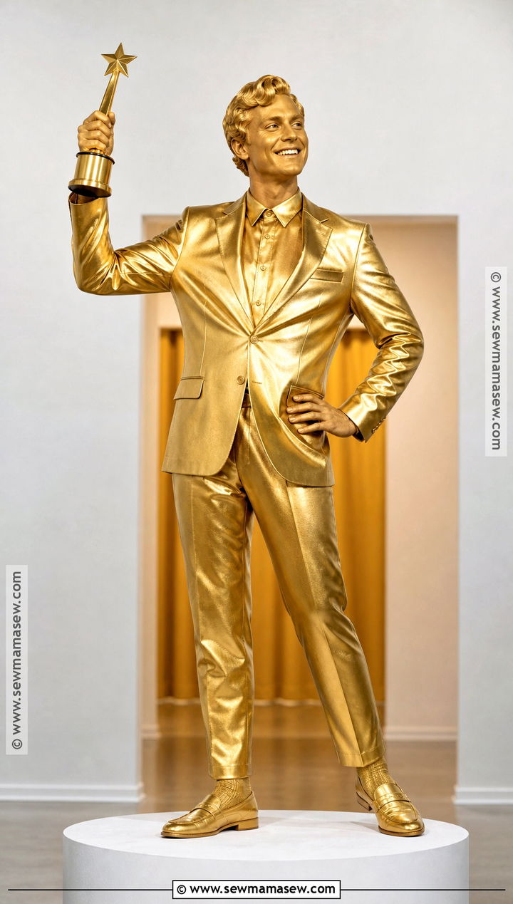 Gold Trophy Costume With Metallic Suit - 30 Grown Ups Costume Ideas