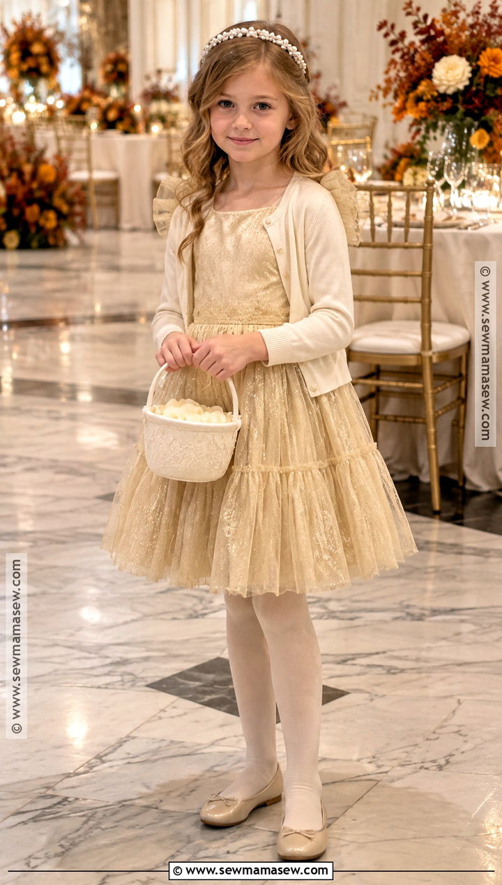 Gold Tulle Flower Girl Dress - 15 Fall Wedding Flower Girl Dress Ideas