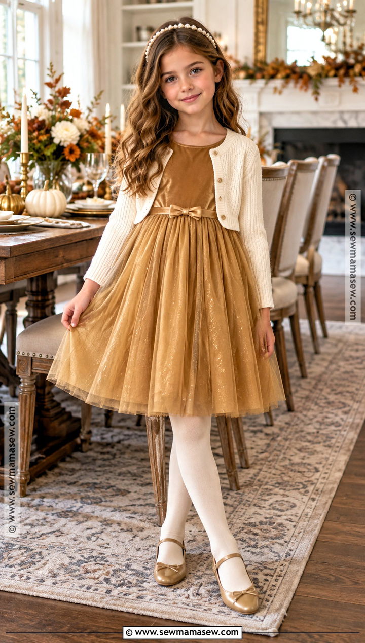 Gold Tulle Girls Thanksgiving Dress - 15 Girls Thanksgiving Dress Ideas
