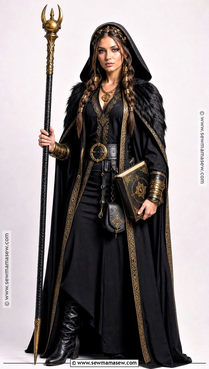 Gold Viking Witch Costume With Black Robe - 30 viking witch costume ideas