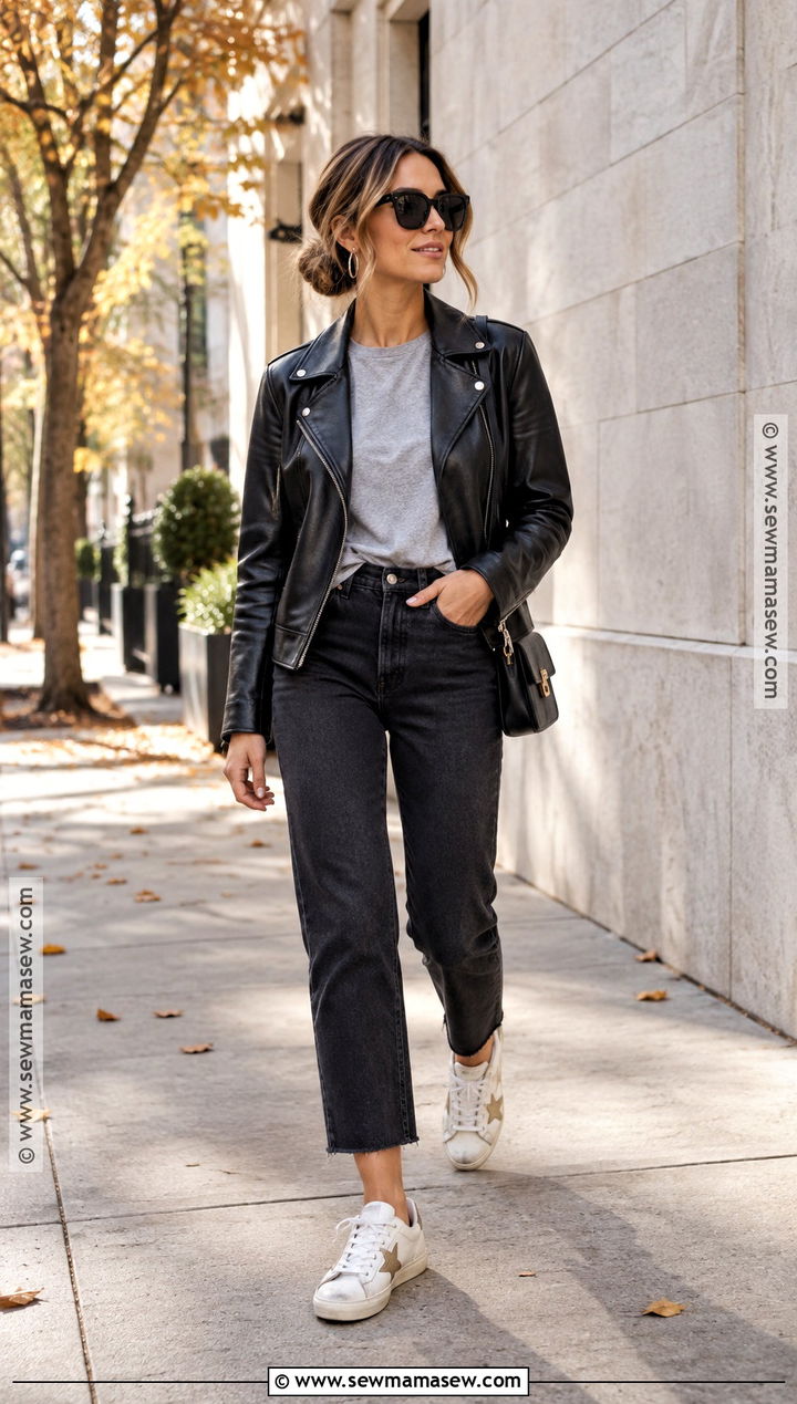 Golden Goose Sneakers With Leather Jacket And Black Jeans - 15 golden goose sneakers outfit fall