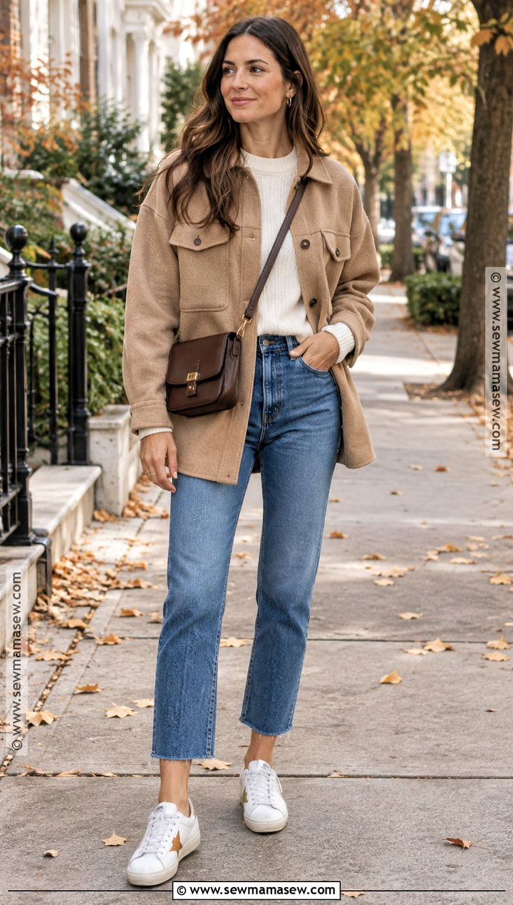 Golden Goose Sneakers With Shacket And Cropped Jeans - 15 golden goose sneakers outfit fall