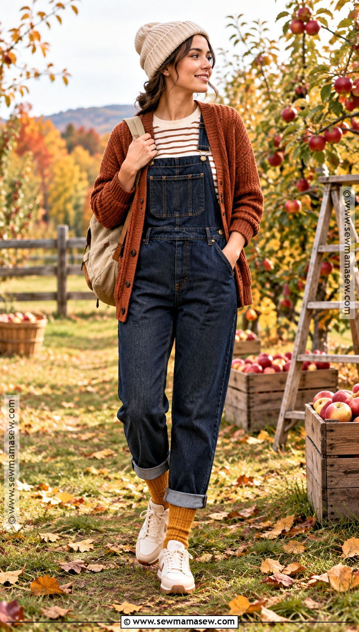 Golden Yellow Knit Socks With Overalls And Sneakers - 15 Autumn Color Knit Socks Ideas