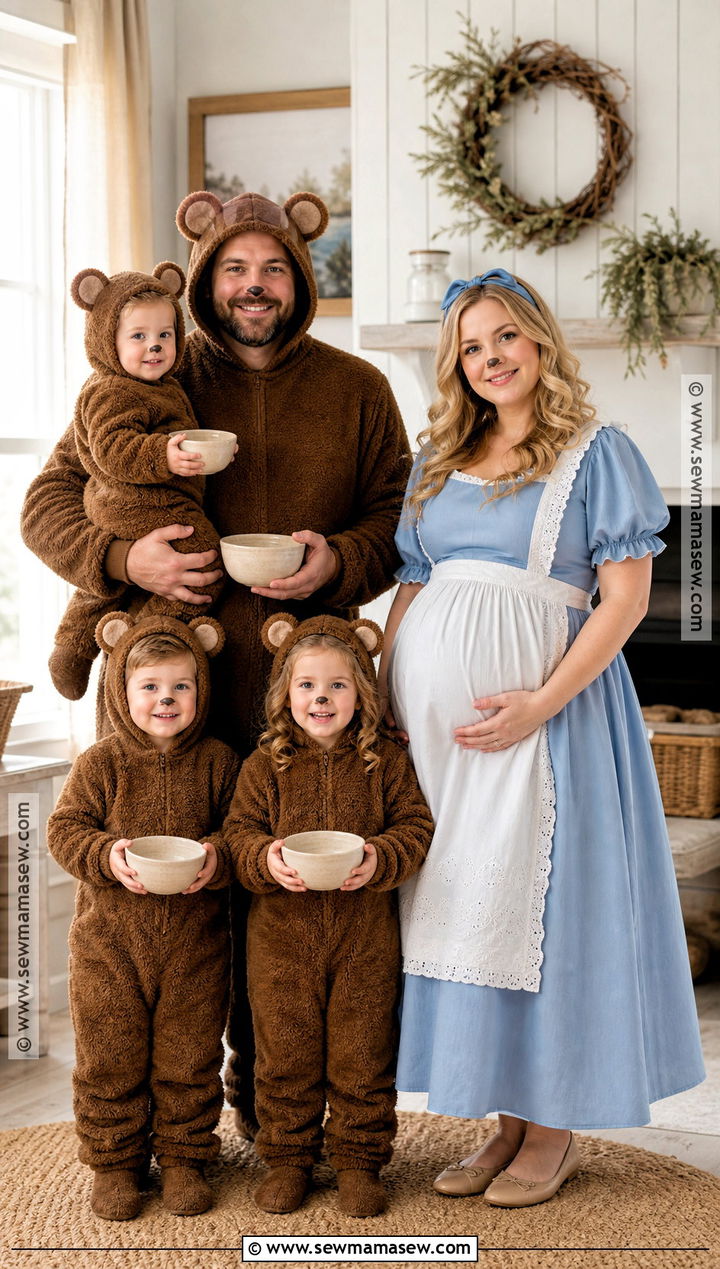 Goldilocks And Three Bears Family Costume - 30 pregnant halloween costumes for family