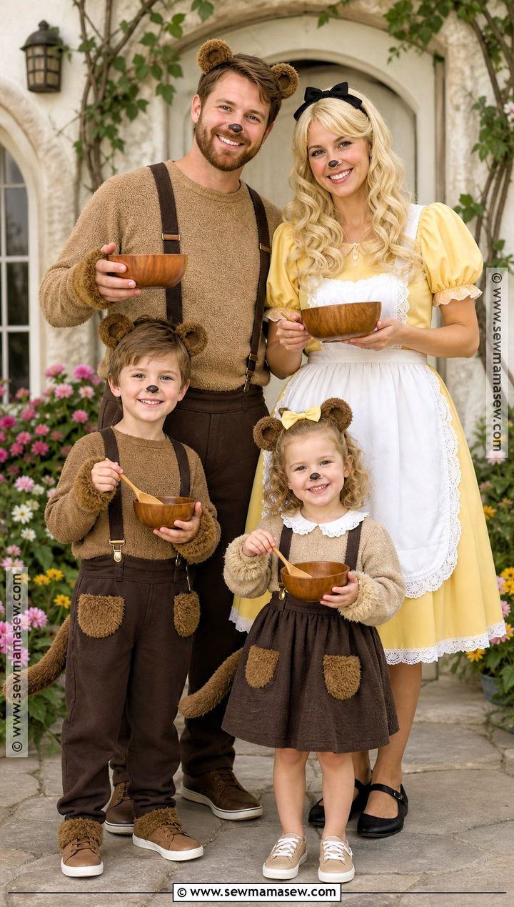 Goldilocks And Three Bears Family Costume - 40 family halloween costumes for 4