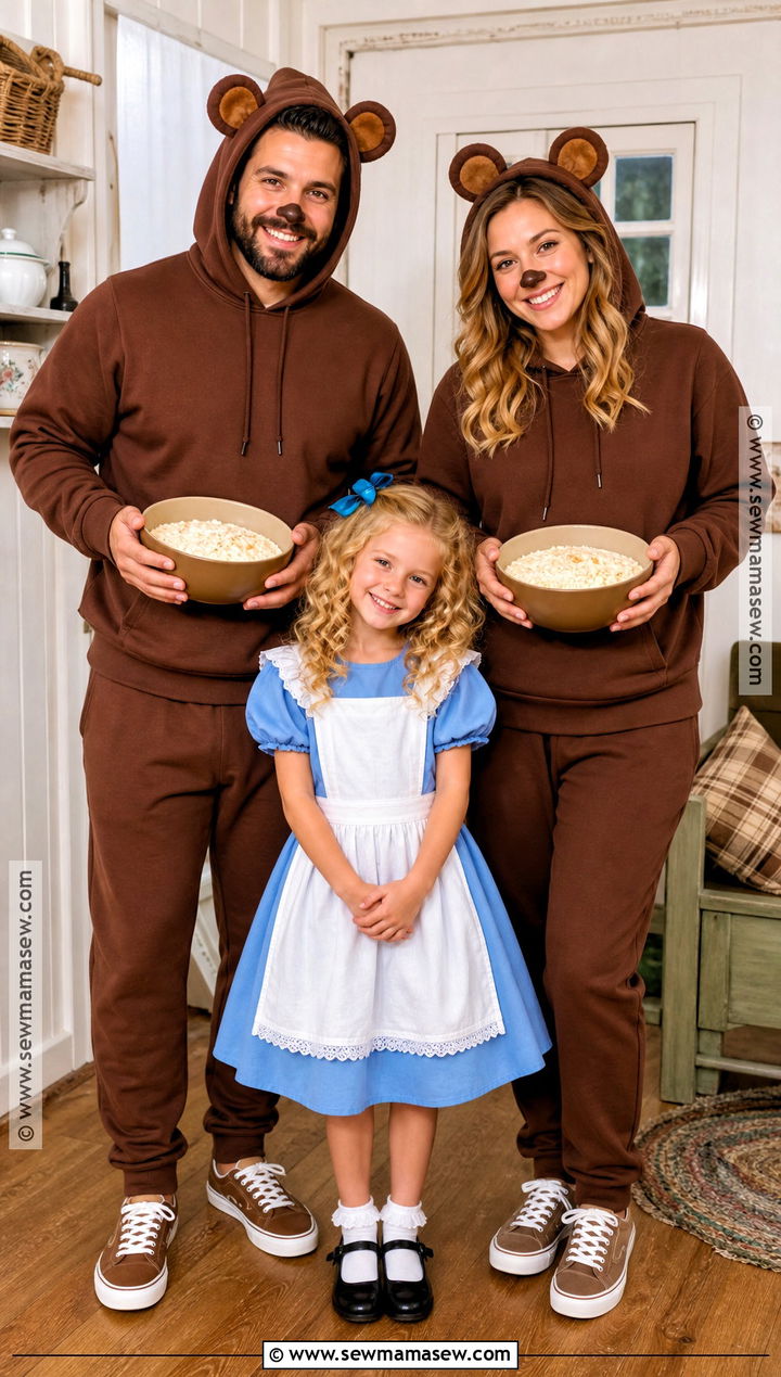 Goldilocks And Two Bears Family Costume - 30 easy family costumes for 3