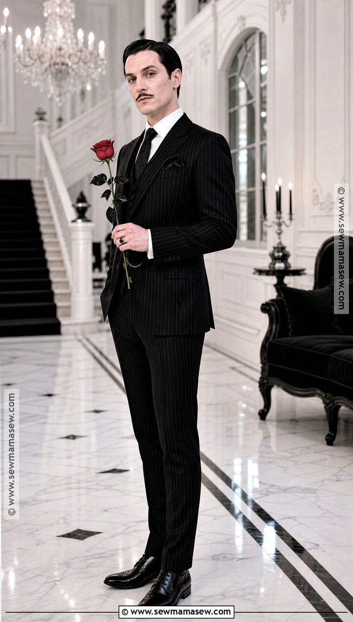 Gomez Addams Costume With Pinstripe Suit - 45 mens halloween costumes