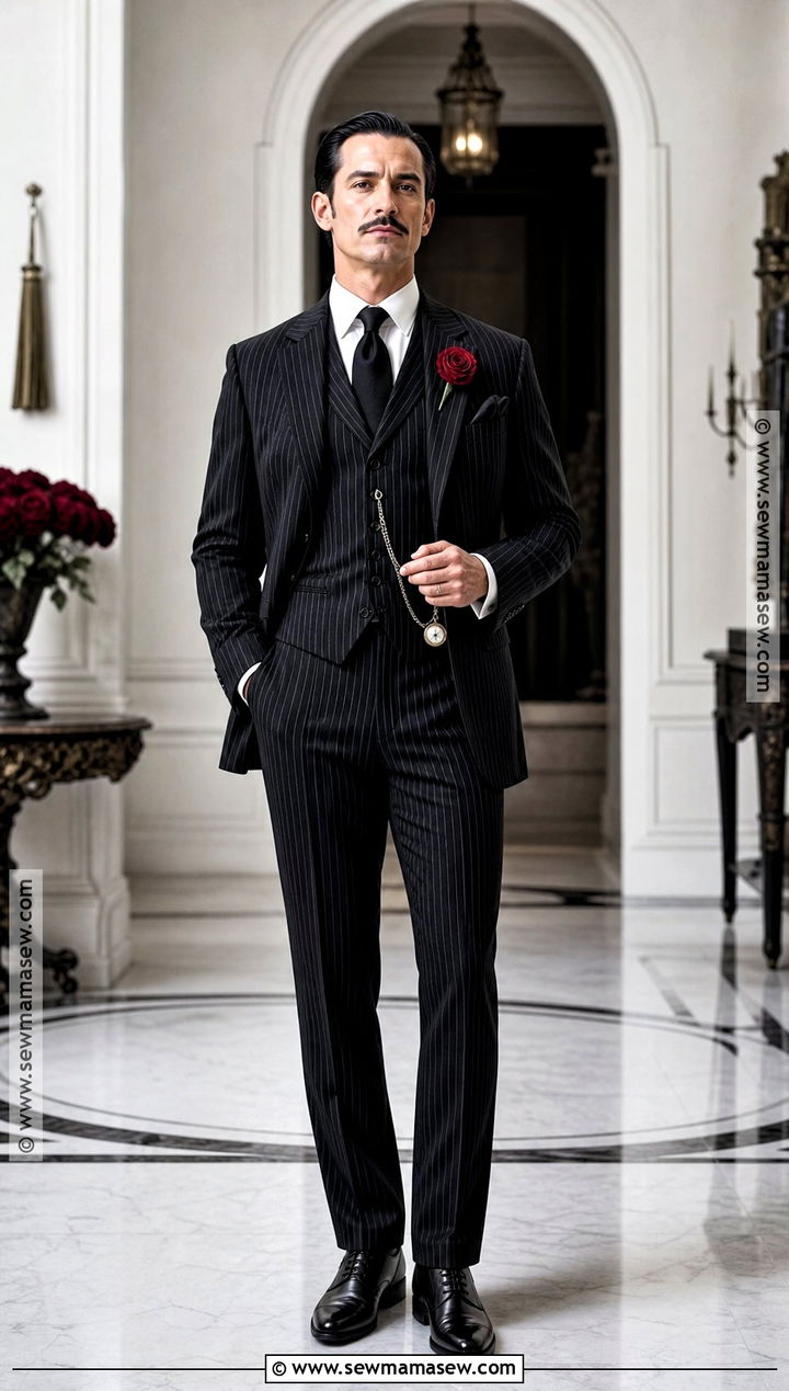 Gomez Addams Costume With Pinstripe Suit - 30 easy men halloween costumes for guys
