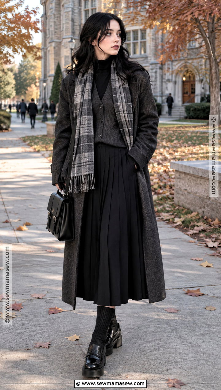 Goth Autumn Gray and Black Layered Outfit - 20 goth autumn outfit ideas
