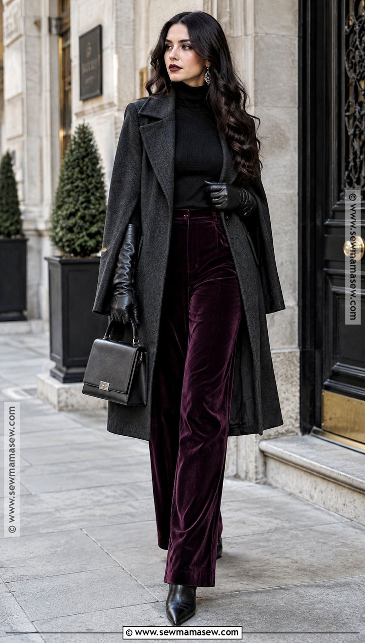 Goth Cape Coat And Velvet Trouser Outfit - 25 goth fall outfits