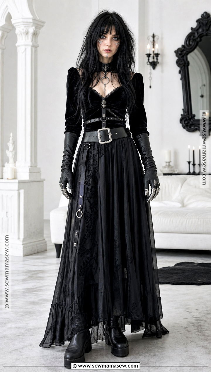 Goth Edward Scissorhands Costume With Maxi Skirt - 30 Edward Scissorhands Costume Ideas for Women
