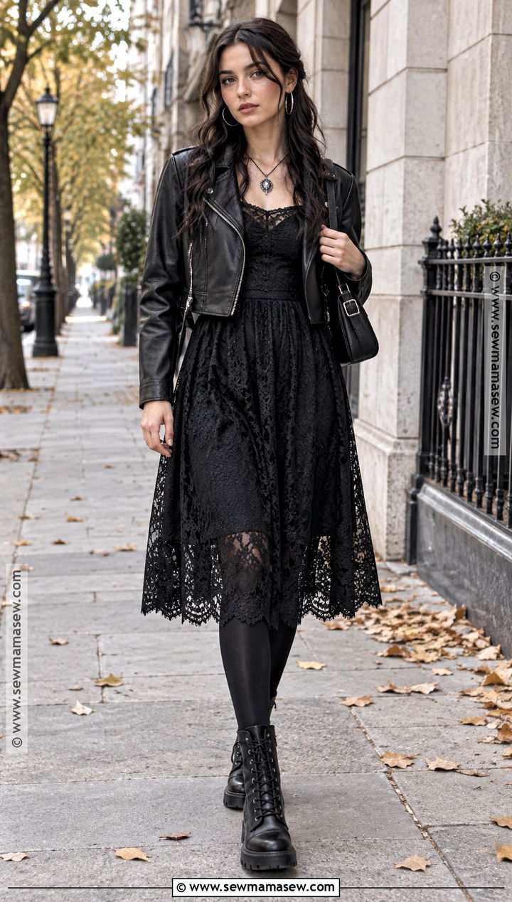 Goth Lace Dress And Combat Boots Outfit - 25 goth fall outfits