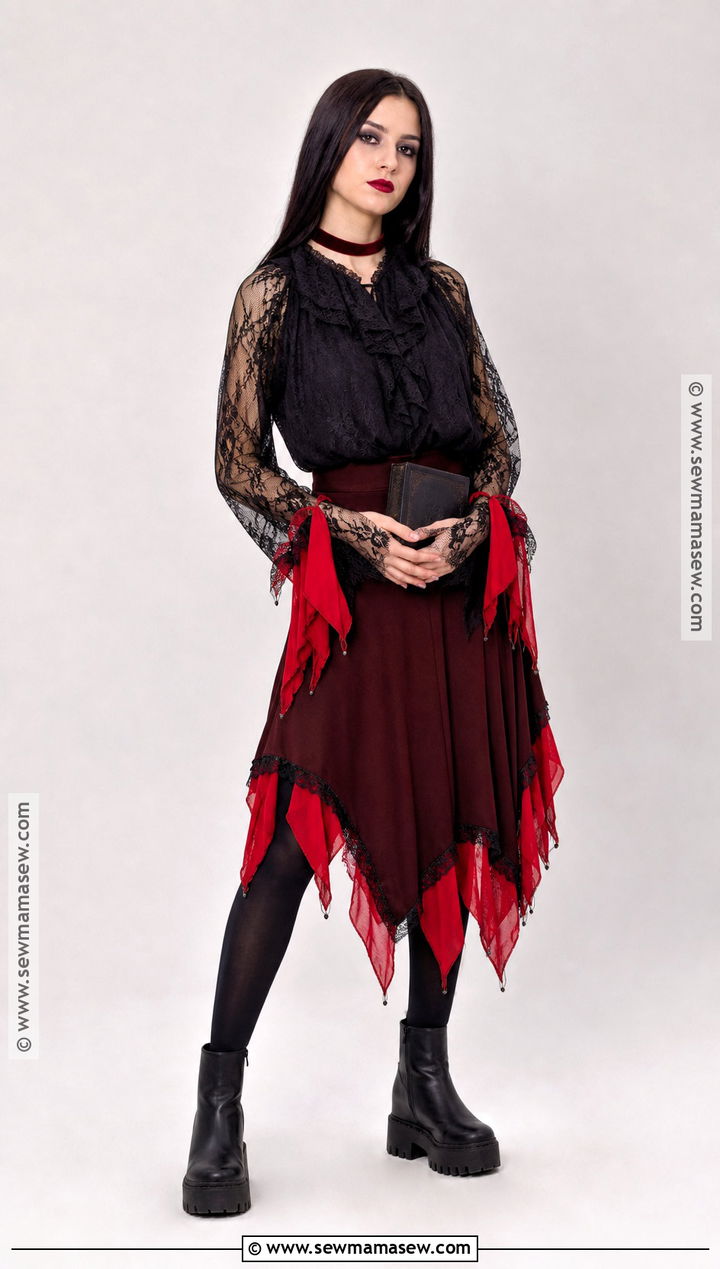 Goth Red Flag Costume With Black Lace - 30 red flag costume ideas