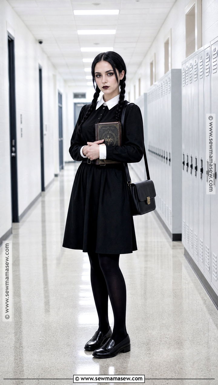 Goth Schoolgirl Costume With Black Dress - 30 costume ideas last minute