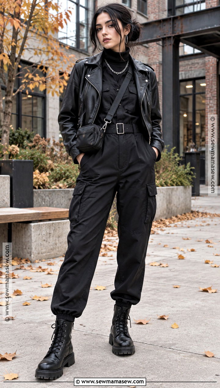 Goth Utility Jumpsuit And Combat Boots Outfit - 25 goth fall outfits