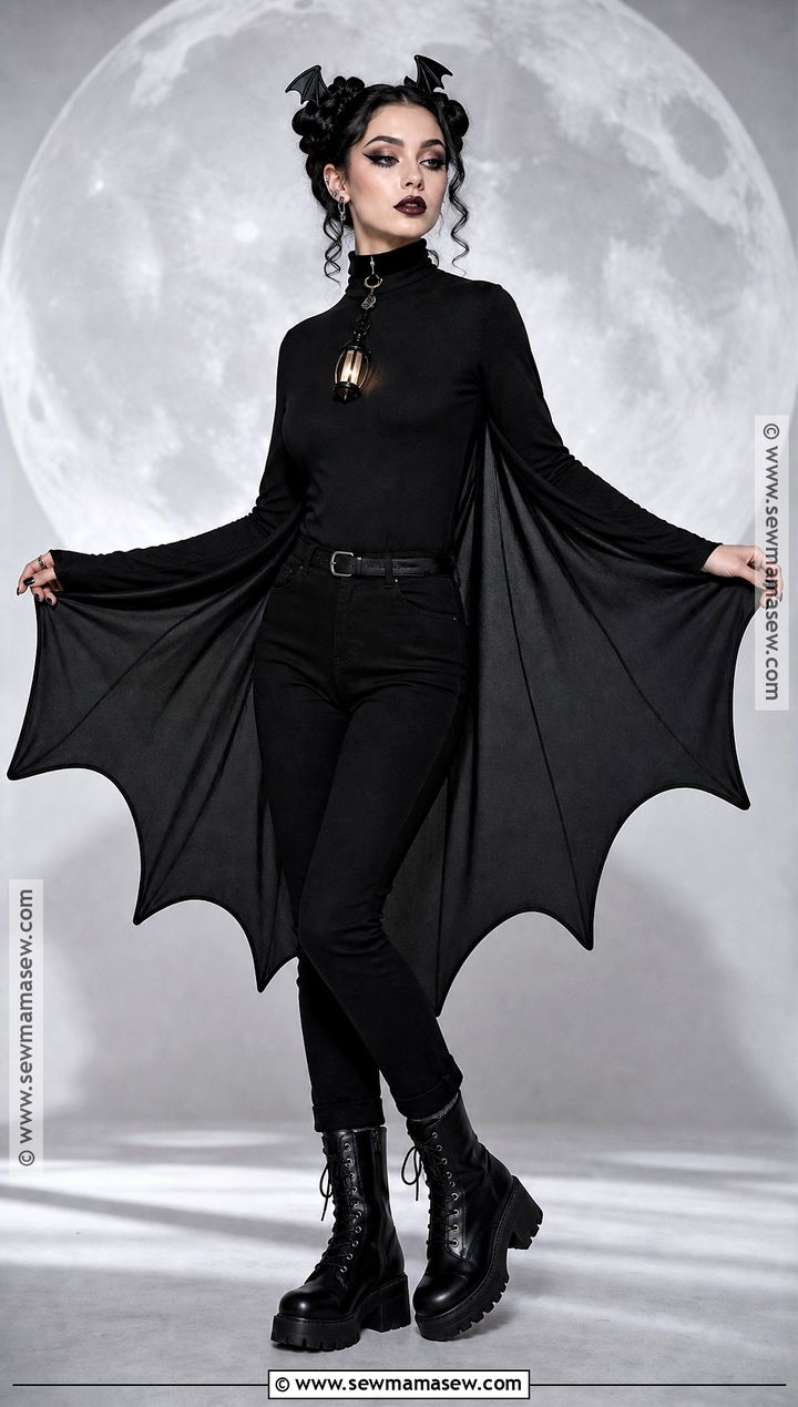 Gothic Bat Costume With Wing Cape - 35 Gothic Halloween Costumes