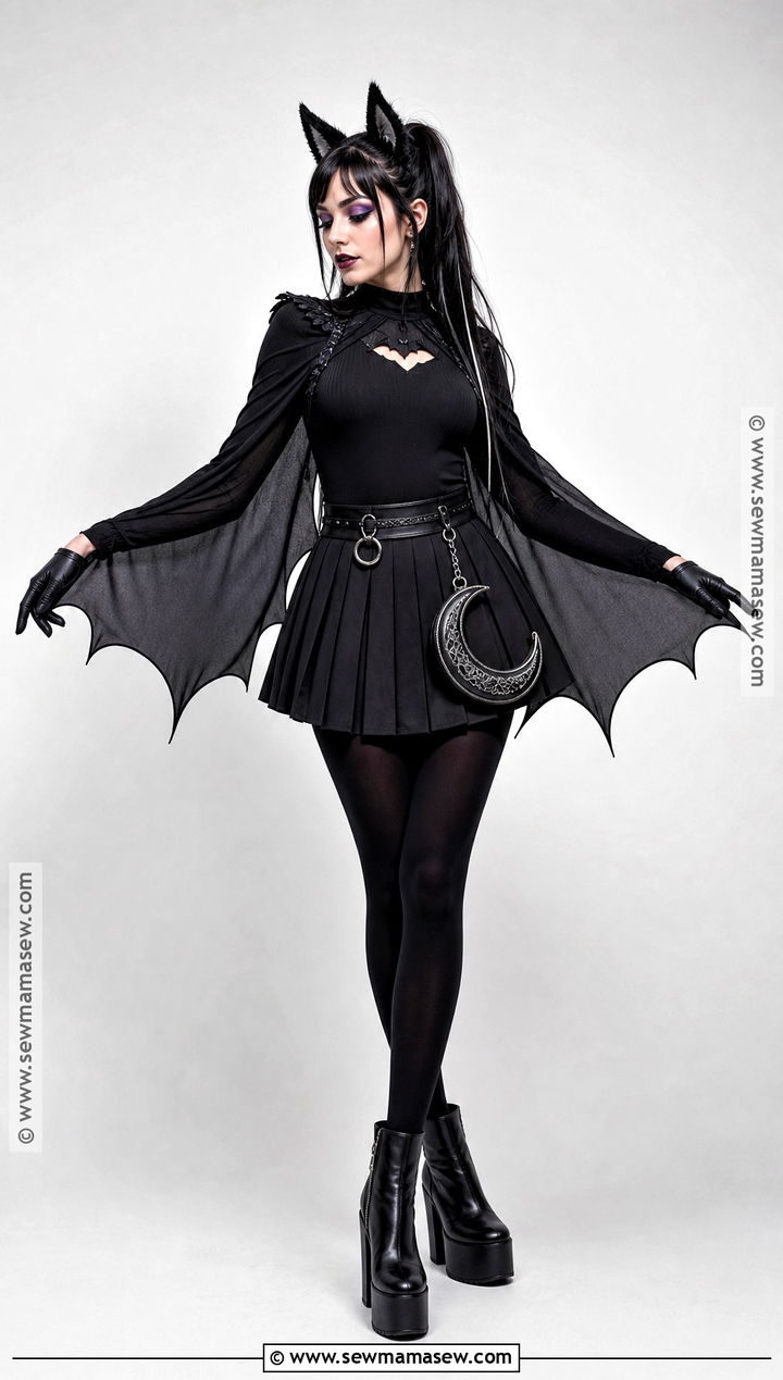 Gothic Bat Costume With Winged Cape - 35 spooky halloween costumes