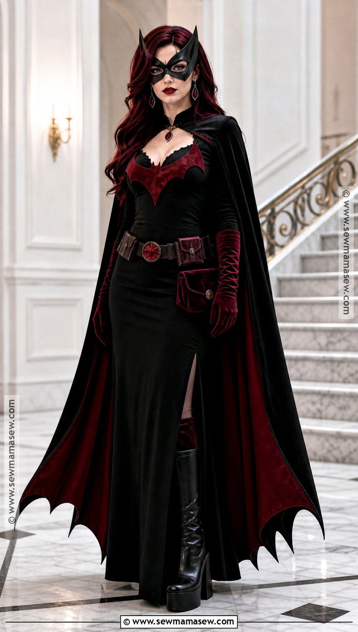 Gothic Batwoman Costume With Long Dress - 40 Batwoman Costume Ideas