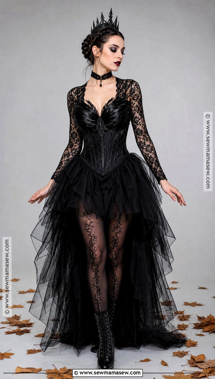 Gothic Black Swan Costume With Lace Sleeves - 50 black swan costume ideas