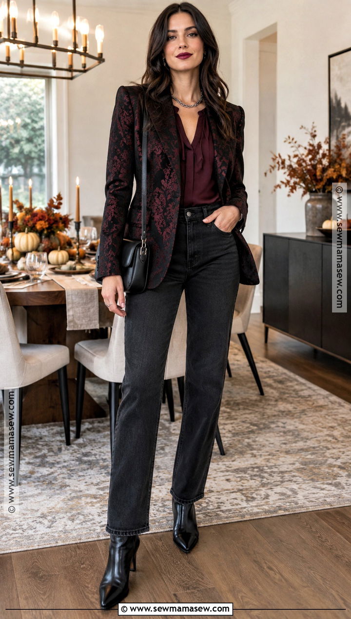 Gothic Blazer And Black Jeans Outfit - 15 thanksgiving outfit goth ideas