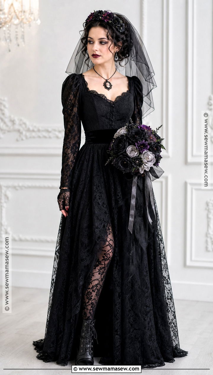 Gothic Bride Costume With Black Lace Skirt - 30 halloween costumes black skirt