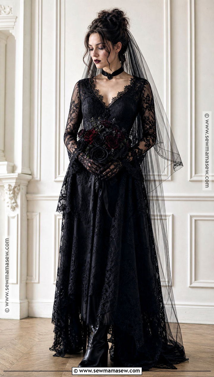 Gothic Bride Costume With Black Veil - 35 killer costume ideas