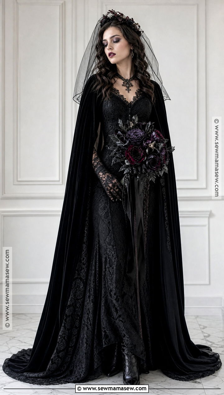 Gothic Bride Costume With Lace Veil - 30 Fashion Halloween Costumes