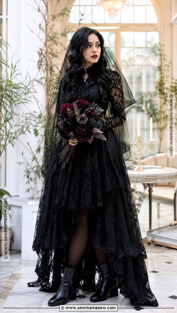 Gothic Bride Costume With Long Black Hair - 30 halloween costume black hair ideas