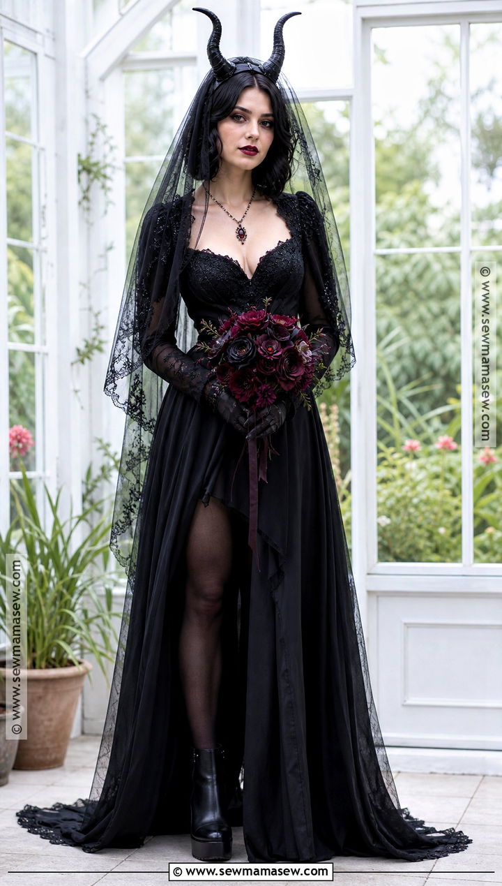 Gothic Bride Lilith Costume With Black Veil - 30 Lilith Costume Ideas