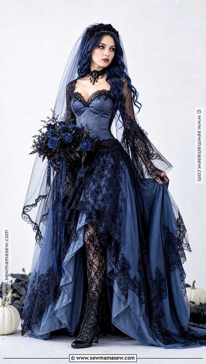 Gothic Corpse Bride Costume With Black Lace - 50 corpse bride costume ideas