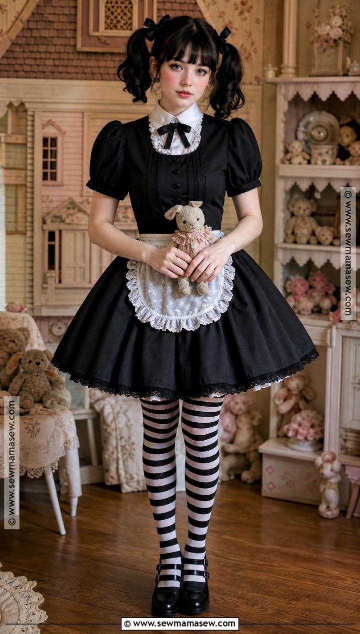Gothic Doll Costume With Black Dress - 30 halloween costumes with black dress