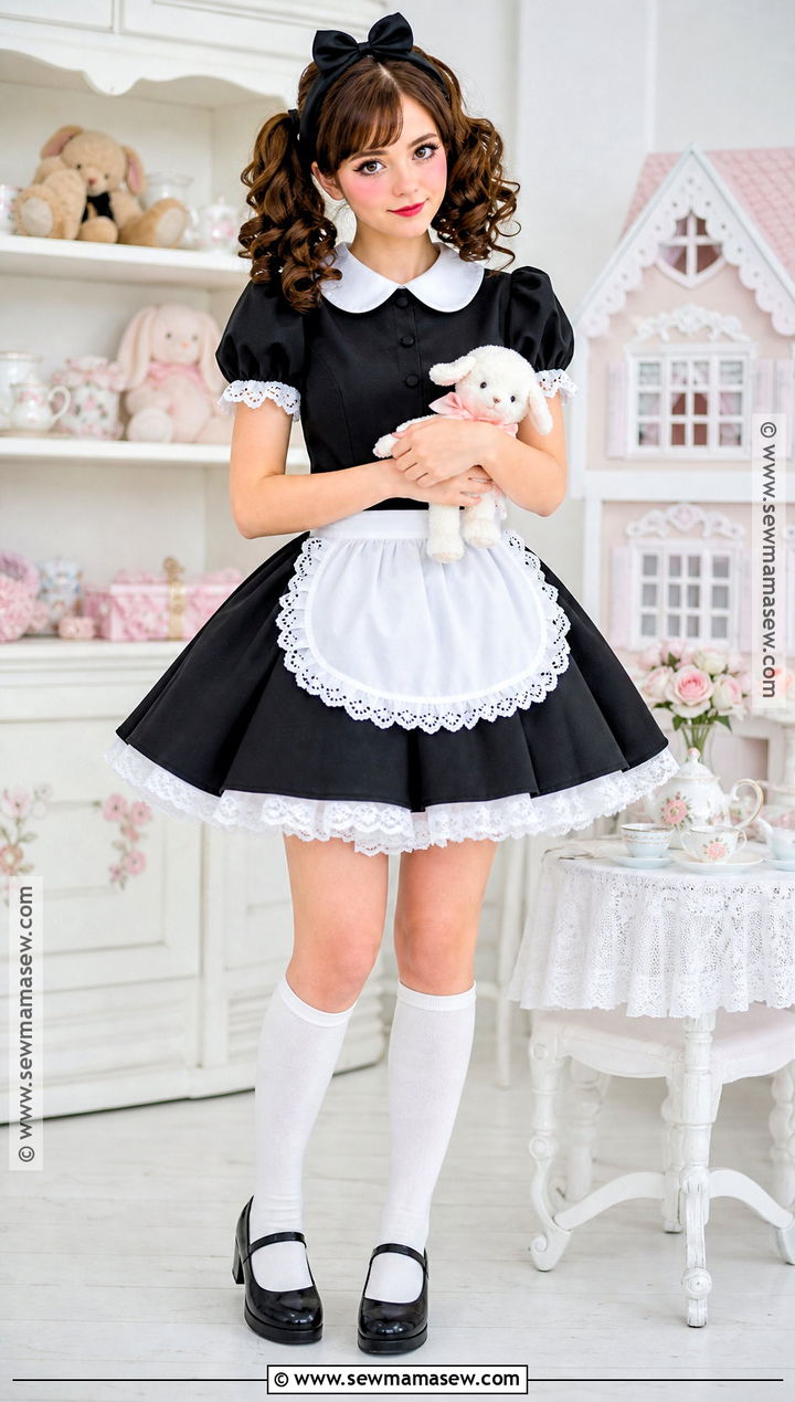 Gothic Doll Costume With Black Dress - 30 Black Dress Halloween Ideas