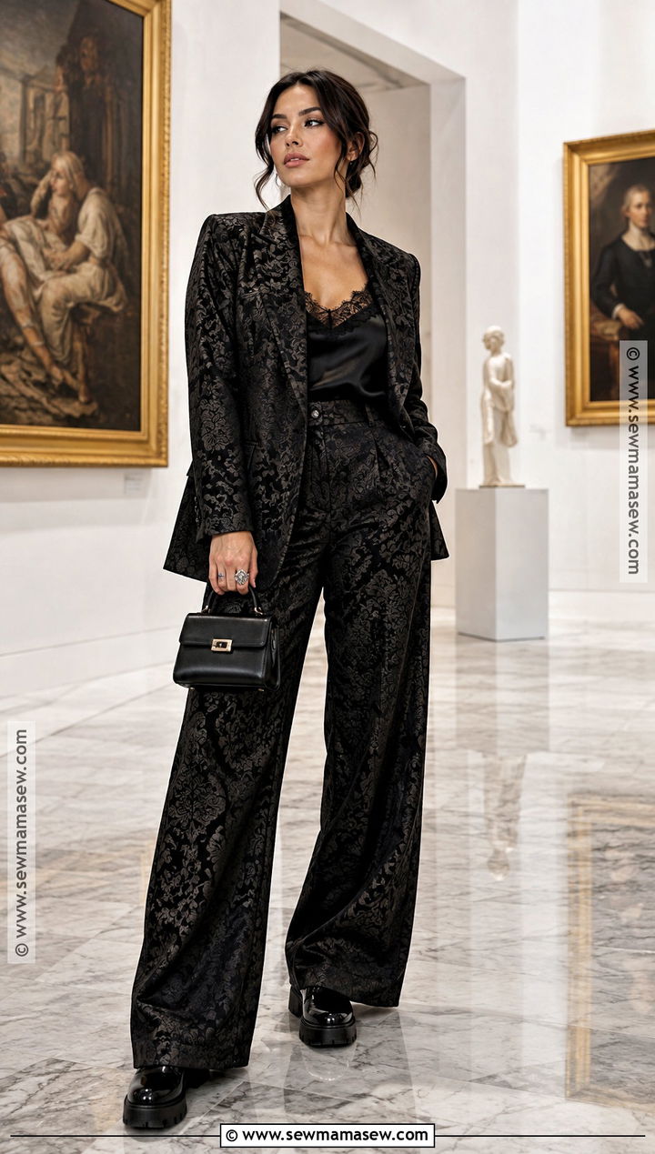 Gothic Fall Brocade Suit And Platform Loafers Outfit - 20 gothic fall outfits