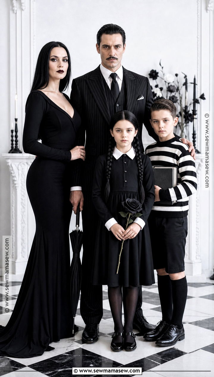 Gothic Family Group Costume - 30 Halloween Party Costume Ideas
