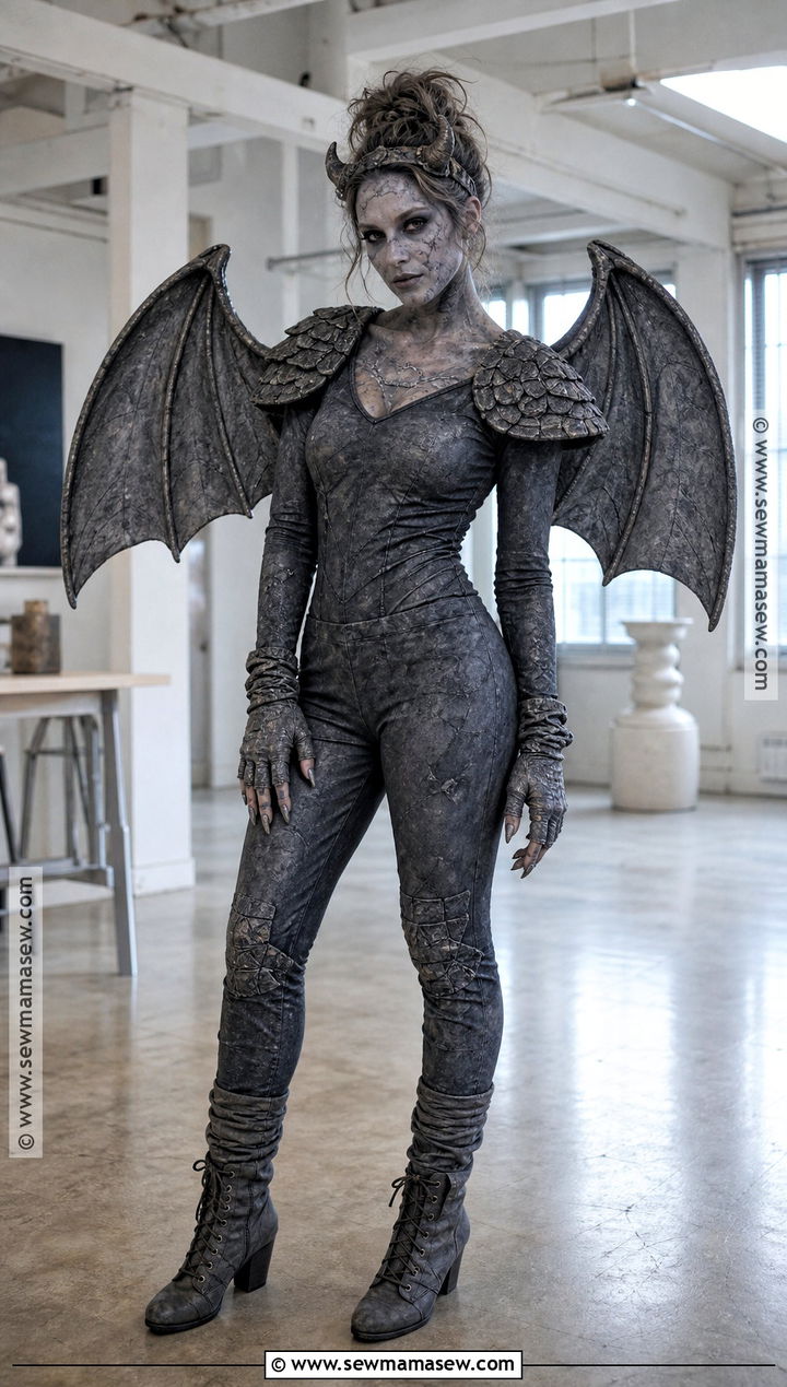 Gothic Gargoyle Costume With Stone Wings - 35 dark halloween costumes