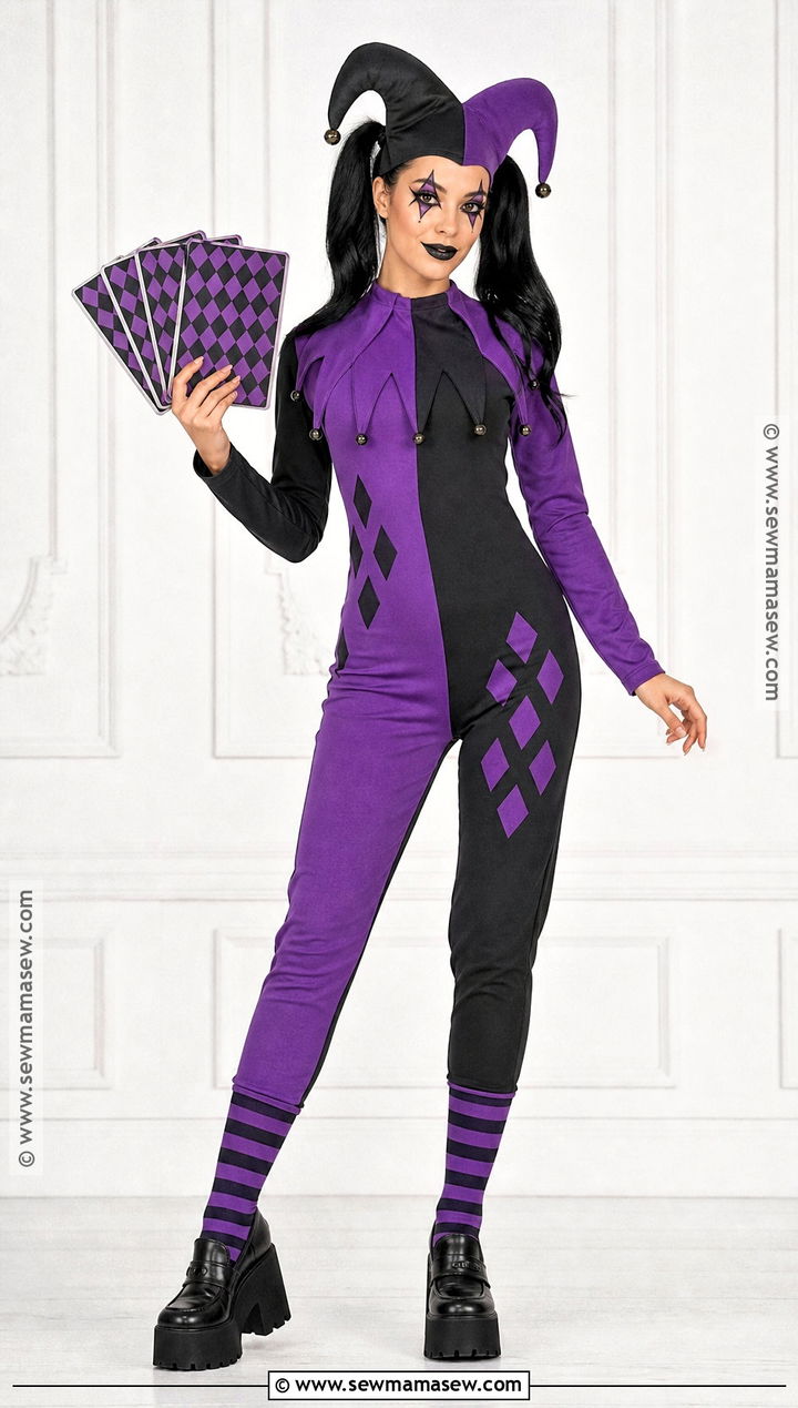 Gothic Jester Costume With Split Colors - 30 edgy halloween costume ideas