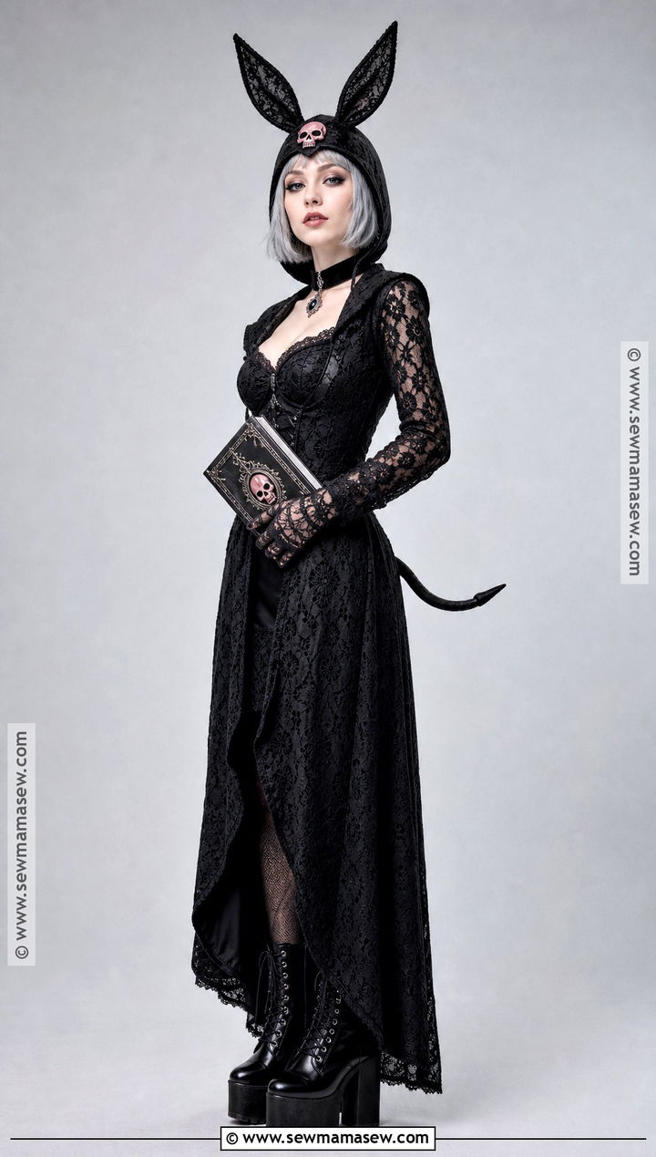Gothic Kuromi Costume With Lace Dress - 40 kuromi costume ideas