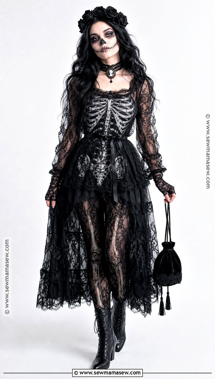 Gothic Lace Skeleton Dress Costume - 35 skeleton dress ideas