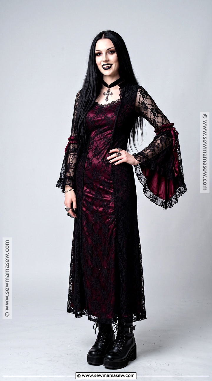 Gothic Lace Vampire Dress With Bell Sleeves - 30 vampire dresses