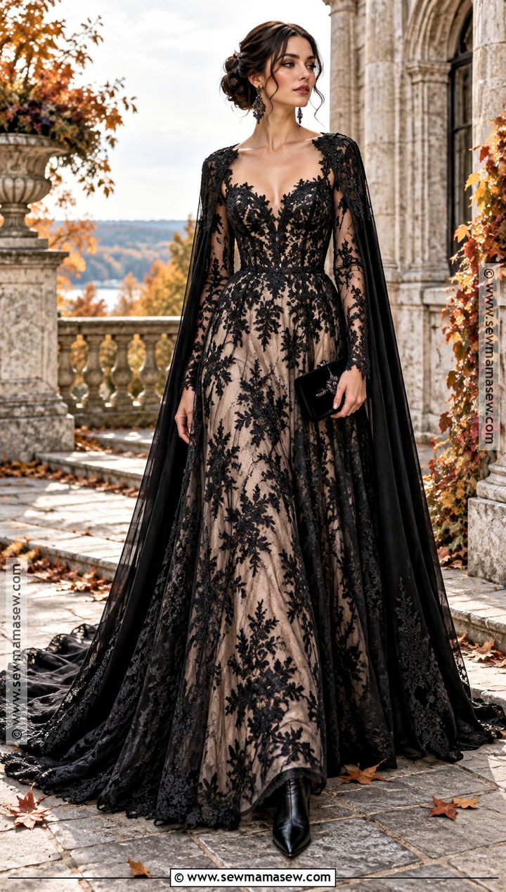 Gothic Lace Wedding Dress With Cape - 15 Non Traditional Fall Wedding Dress Ideas