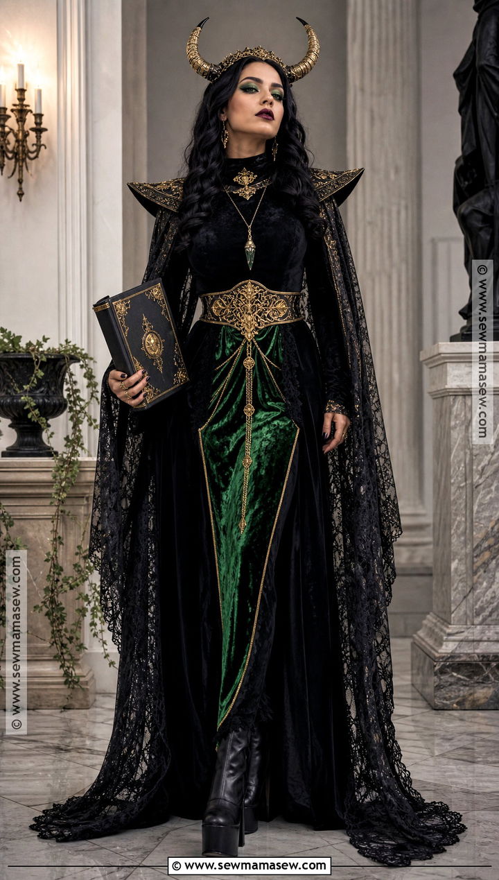 Gothic Lady Loki Cosplay With Black Lace Cape - 30 lady loki cosplay ideas
